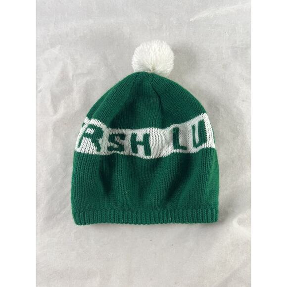 Luck O The Irish Knit Beret Hat Green White Pom St Patricks Day Parade Wear - Picture 5 of 8